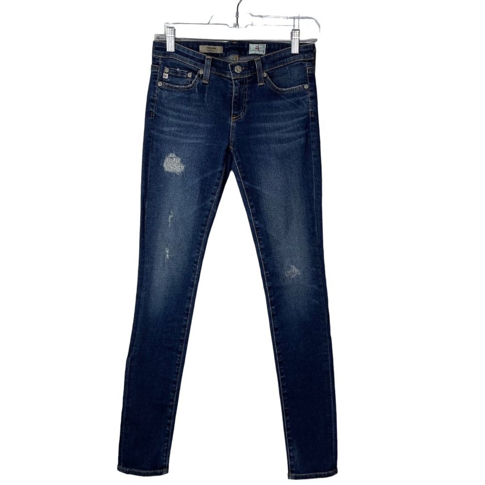 AG Adriano Goldschmied Super Skinny Legging Jeans Distressed Medium Wash Size 25